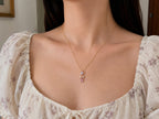 Pink Bow Crystal Pendant Necklace