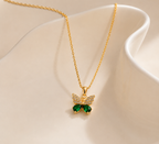 Emerald Butterfly Pendant Necklace
