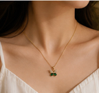 Emerald Butterfly Pendant Necklace