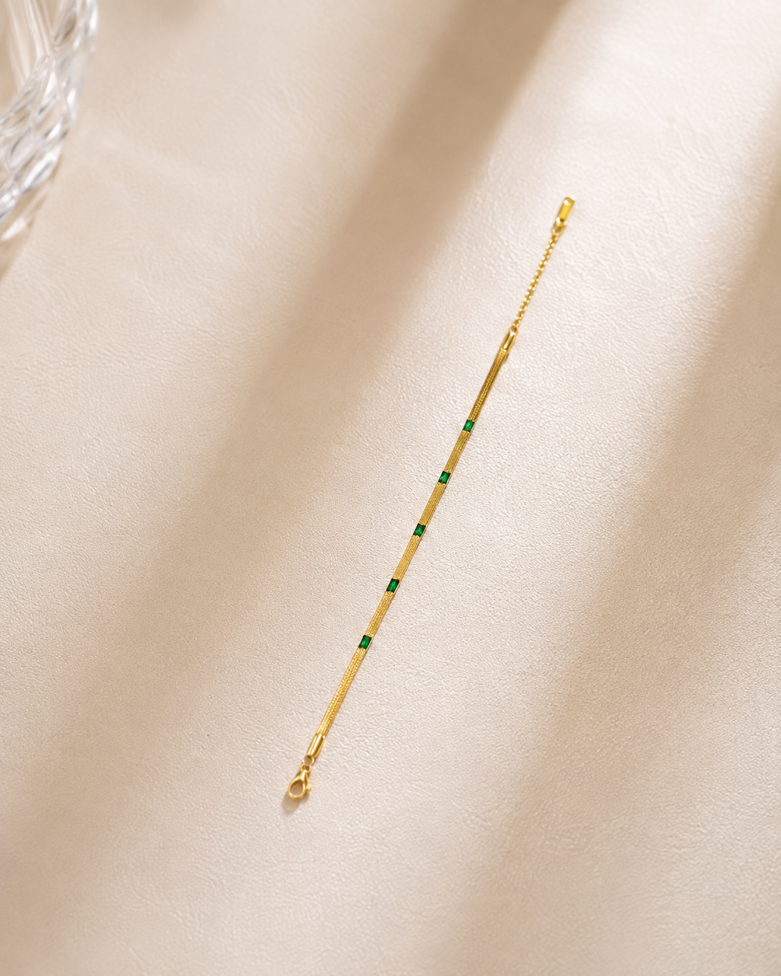 Elegant Green Accent Gold-Tone Bracelet