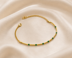 Elegant Green Accent Gold-Tone Bracelet