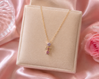 Pink Bow Crystal Pendant Necklace